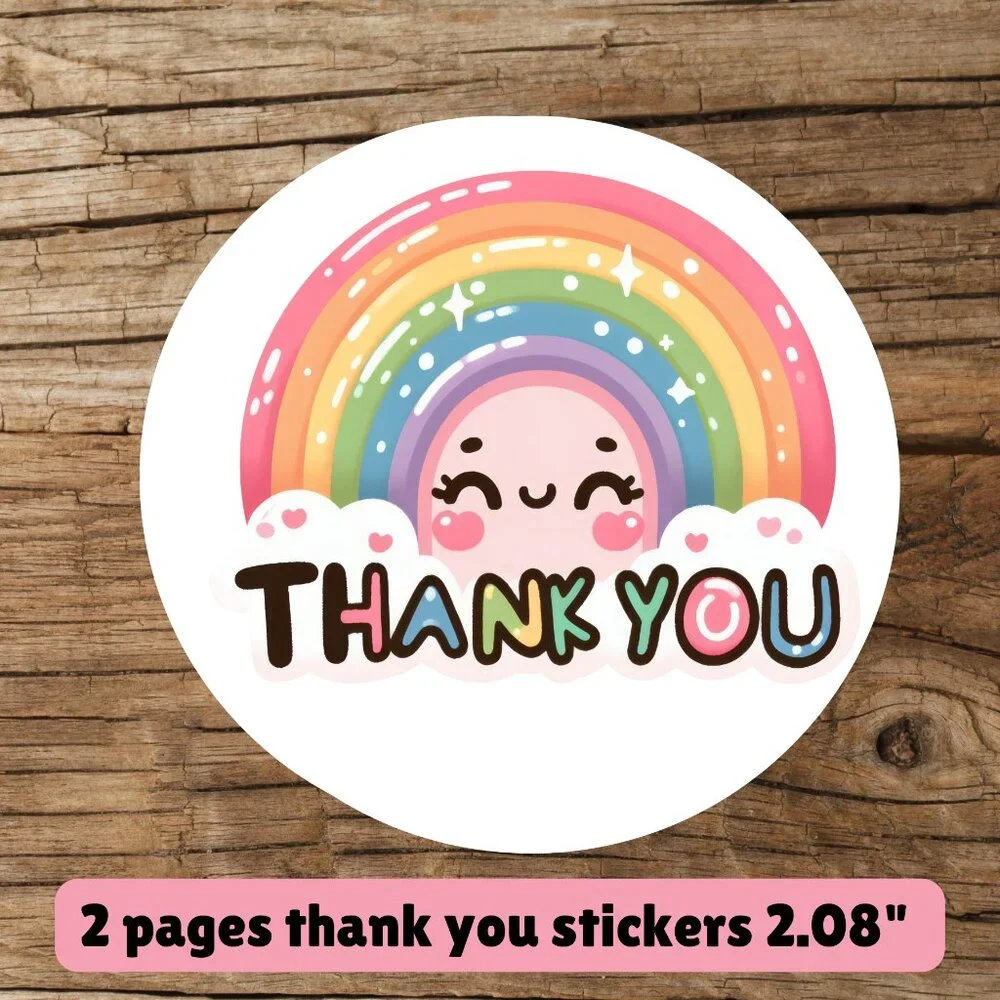2 pages thank you stickers size 2.08”